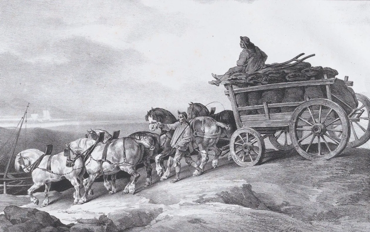 Carro tirado por caballos píos, de Théodore Géricault