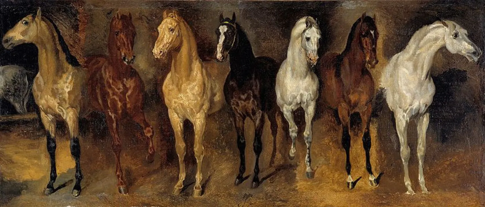 Estudio de caballos en el establo, de Théodore Géricault