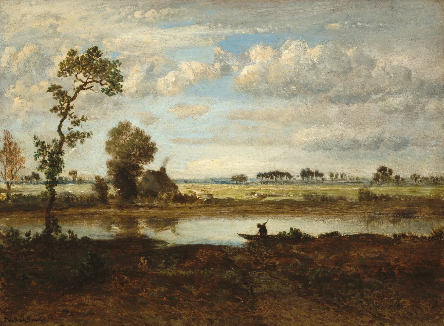 Paisaje con barquero, de Théodore Rousseau