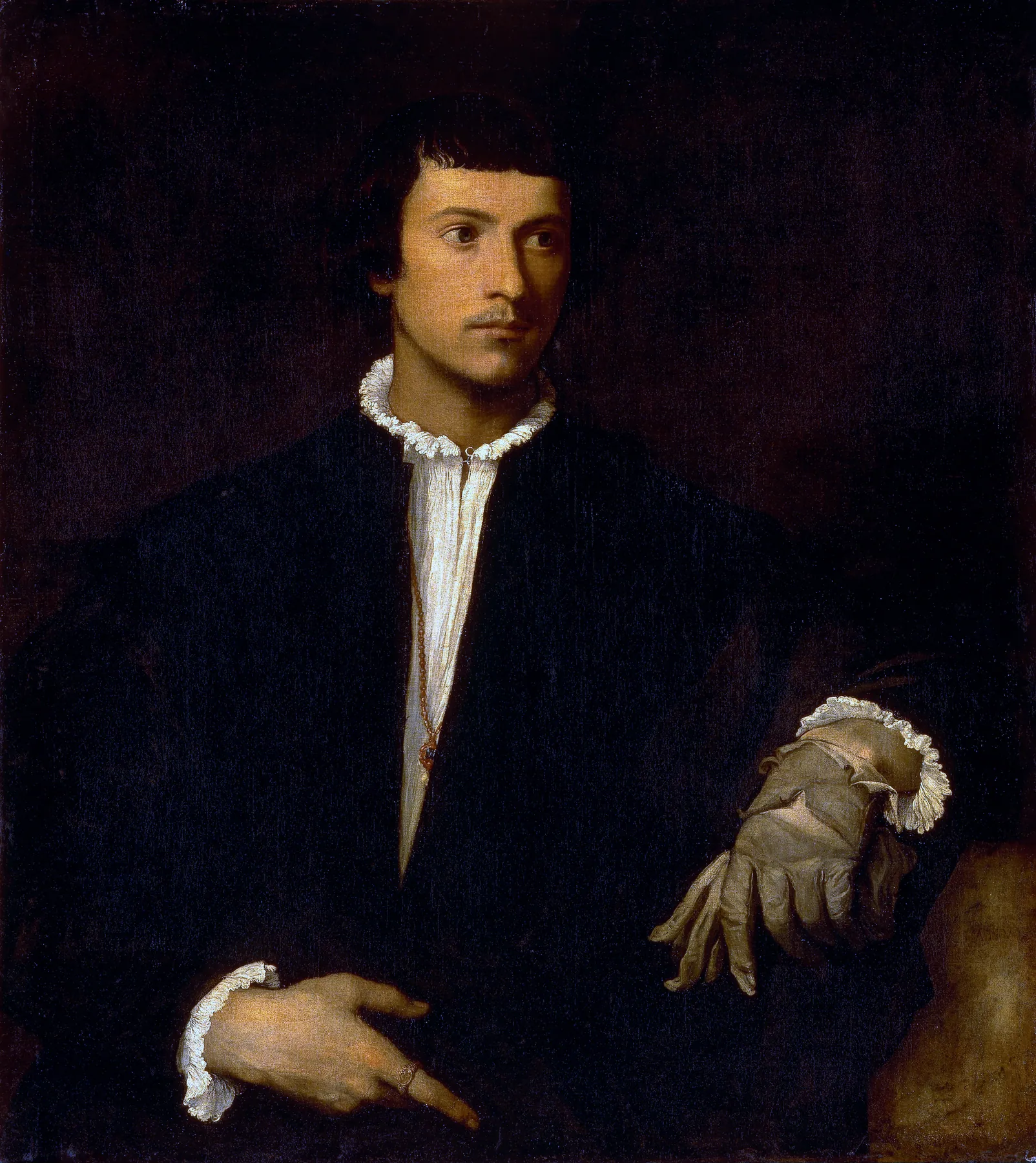 El hombre del guante, de Tiziano Vecellio