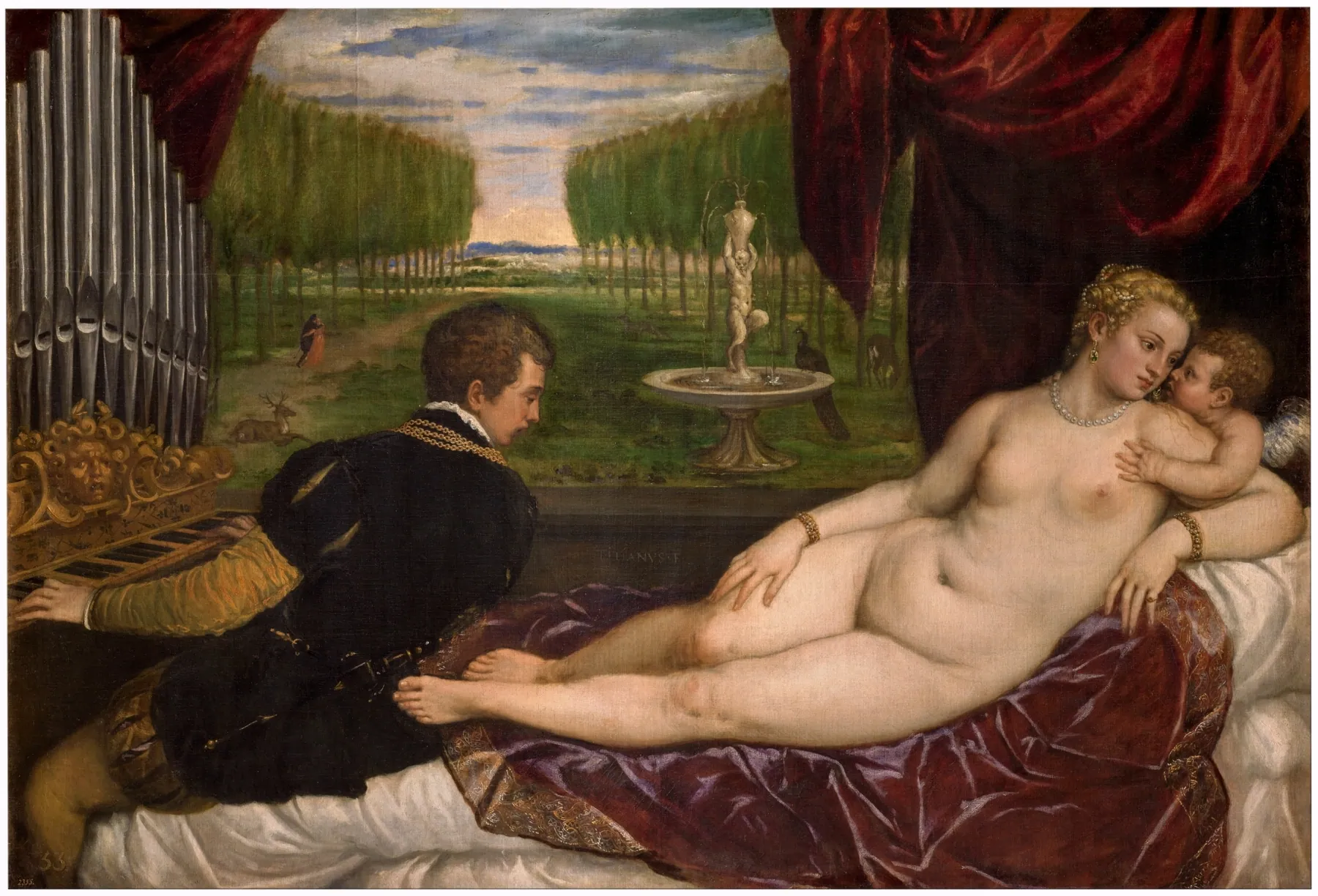 Venus recreándose con el Amor y la Música, de Tiziano Vecellio