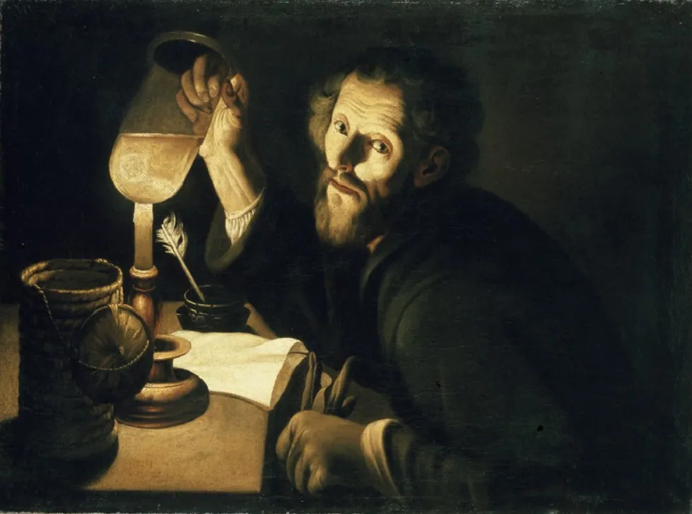 Médico examinando orina, de Trophime Bigot