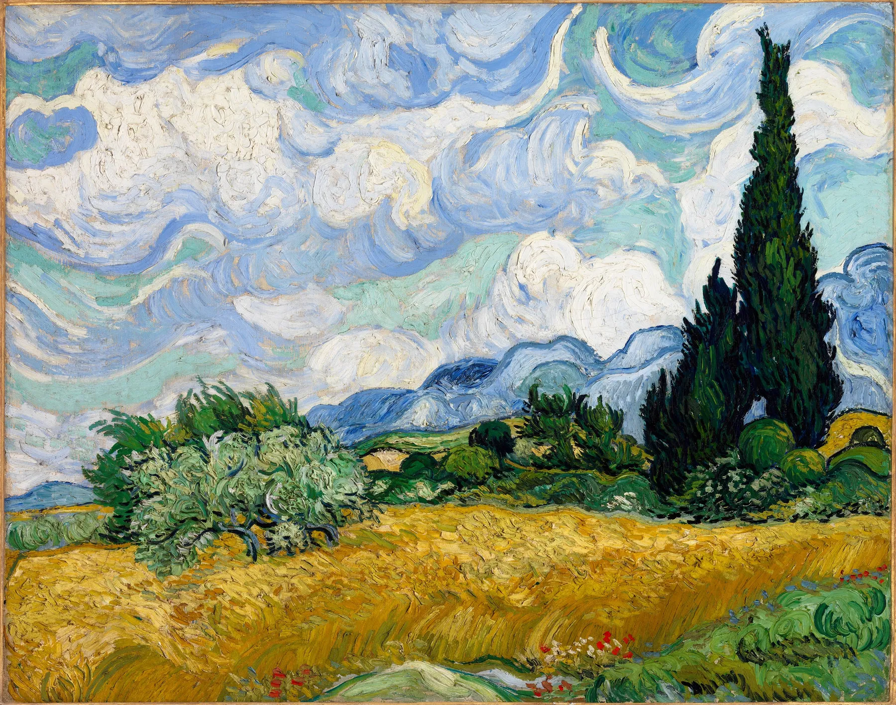 Campo de trigo con cipreses, de Vincent van Gogh