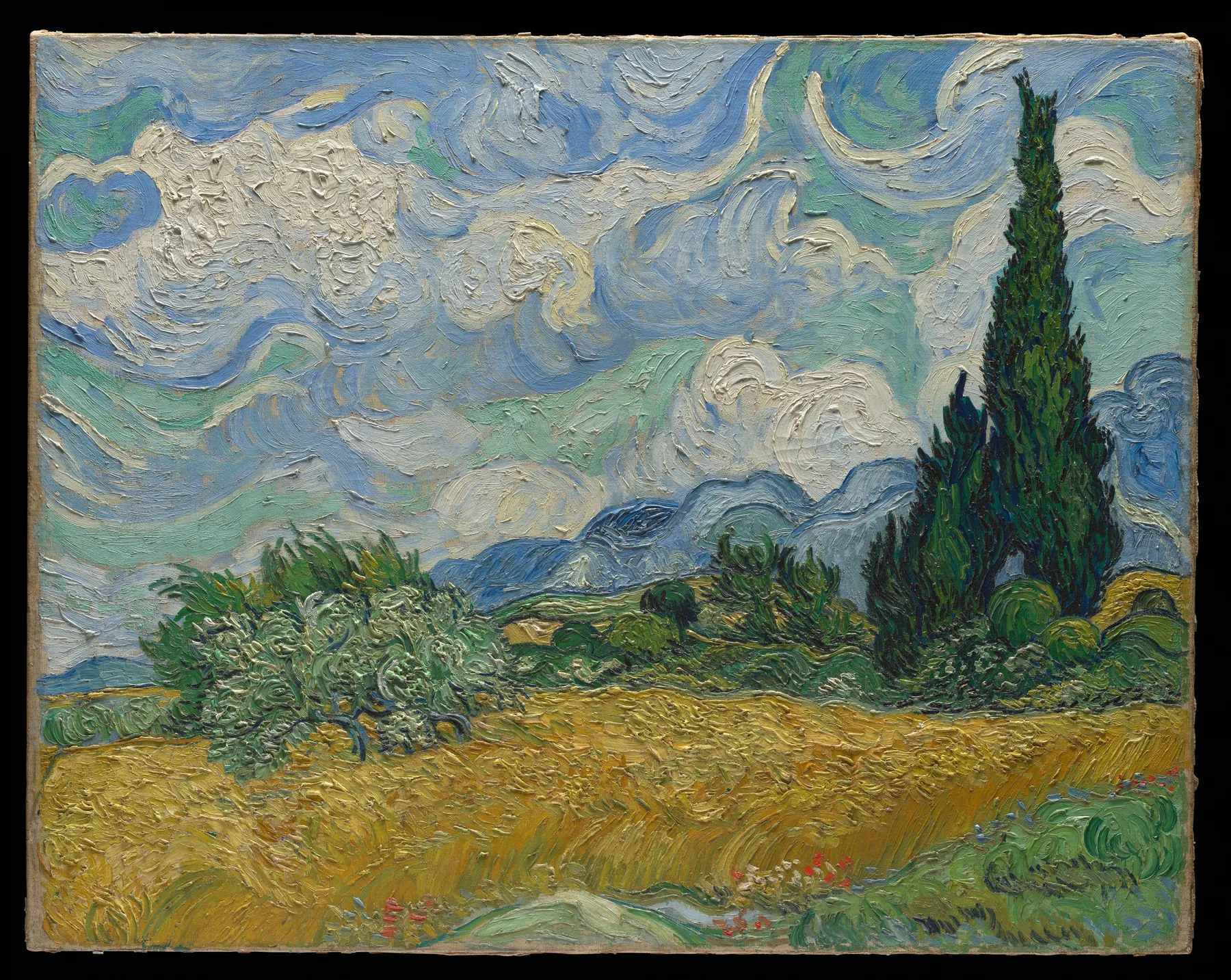 Campo de trigo con cipreses II, de Vincent van Gogh