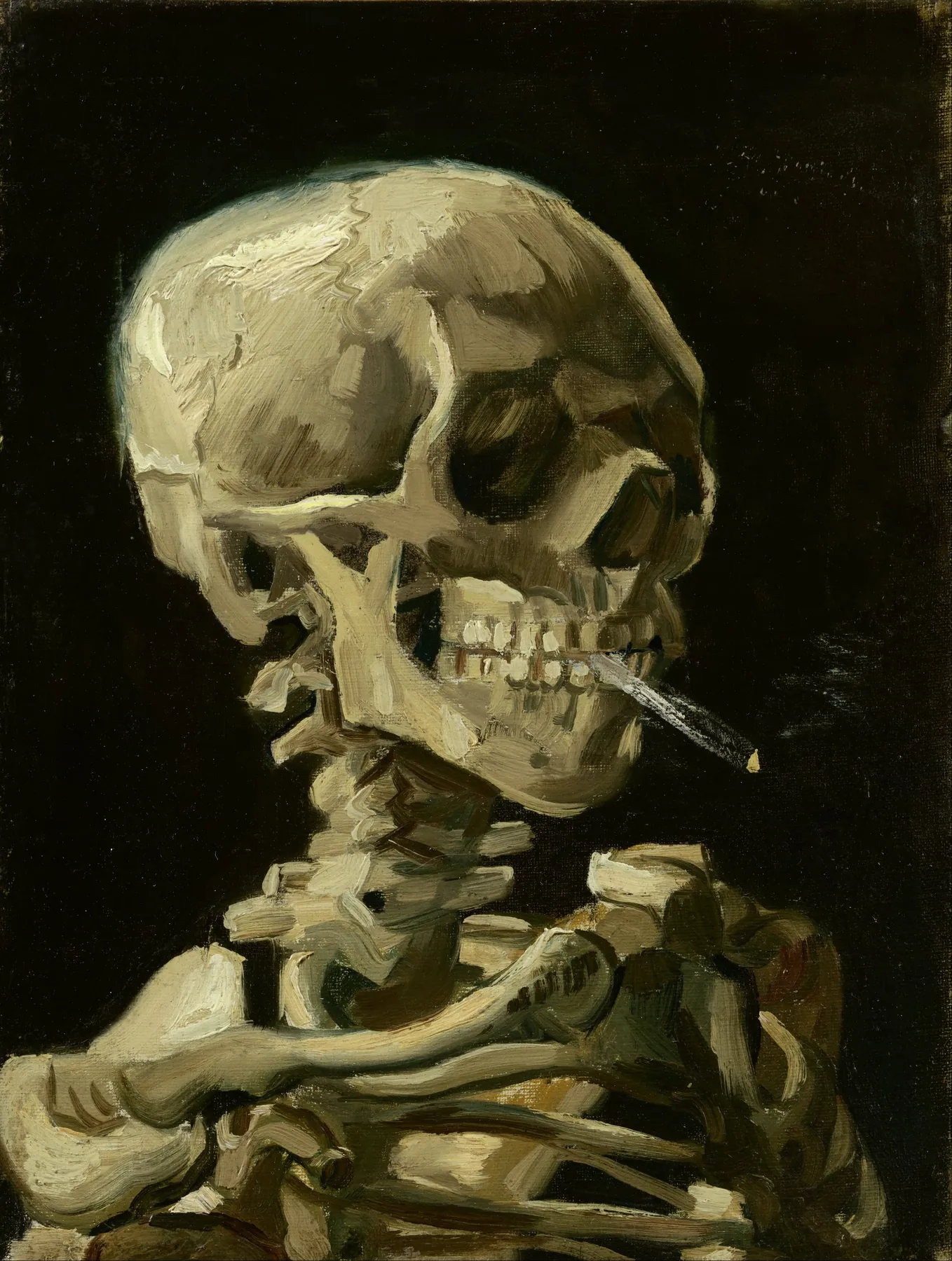 Cráneo con cigarrillo en llamas, de Vincent van Gogh