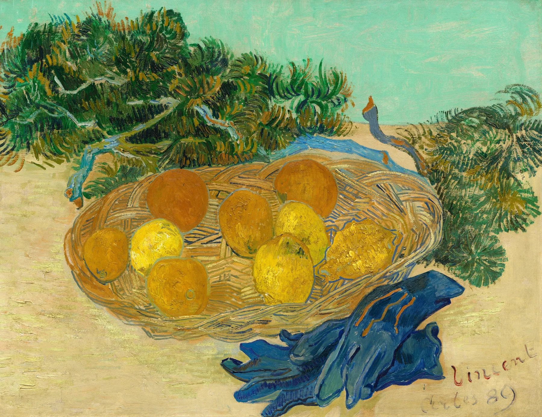Naturaleza muerta con naranjas y limones y guantes azules, de Vincent van Gogh