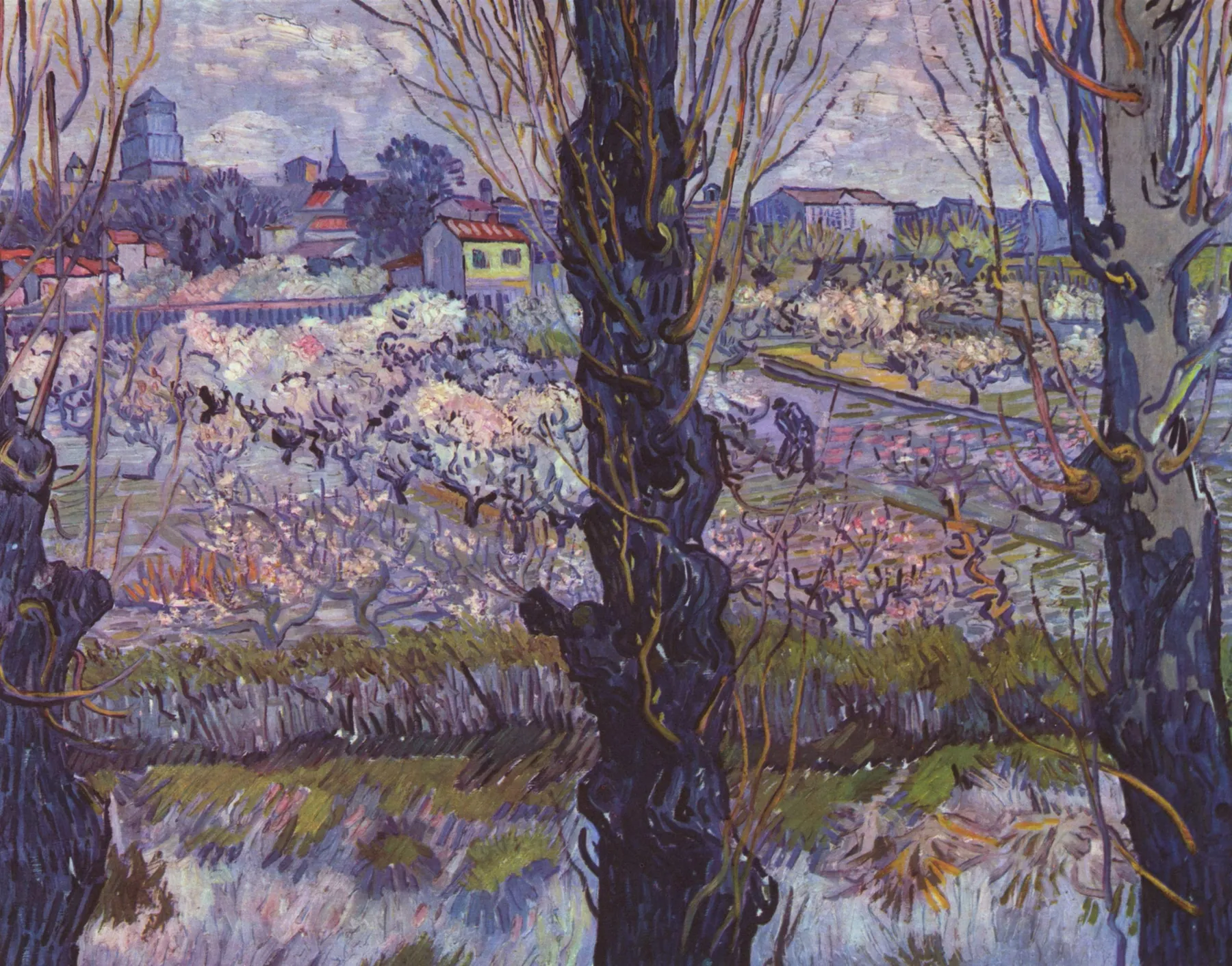 Vista de Arlés, huertos en flor, de Vincent van Gogh