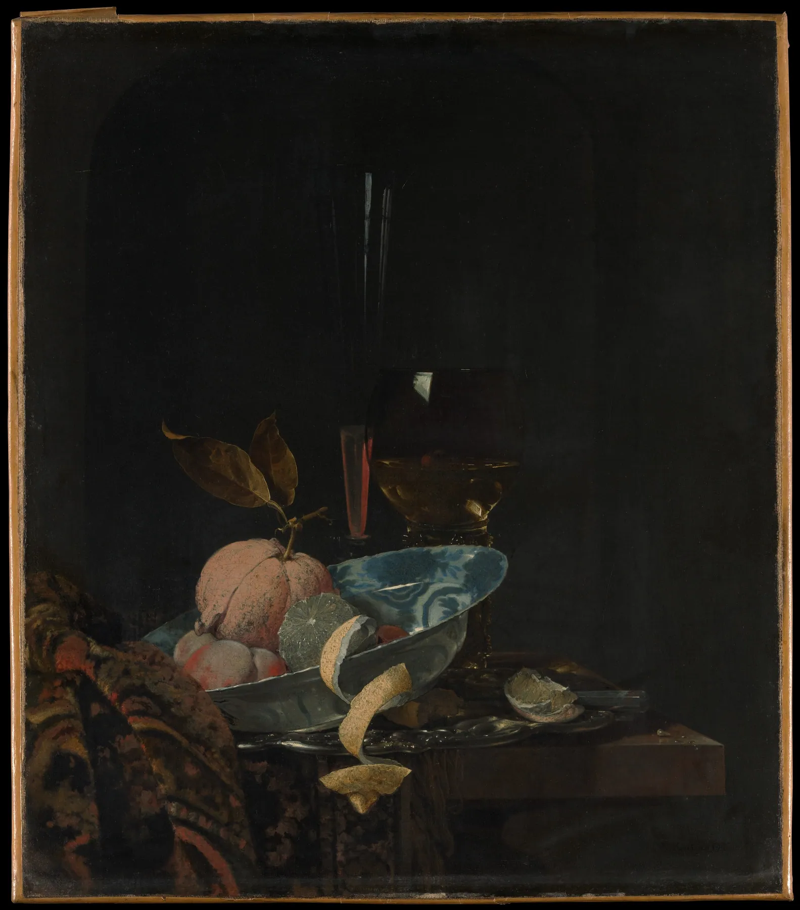 Bodegón con frutas, cristalería y un cuenco Wanli, de Willem Kalf