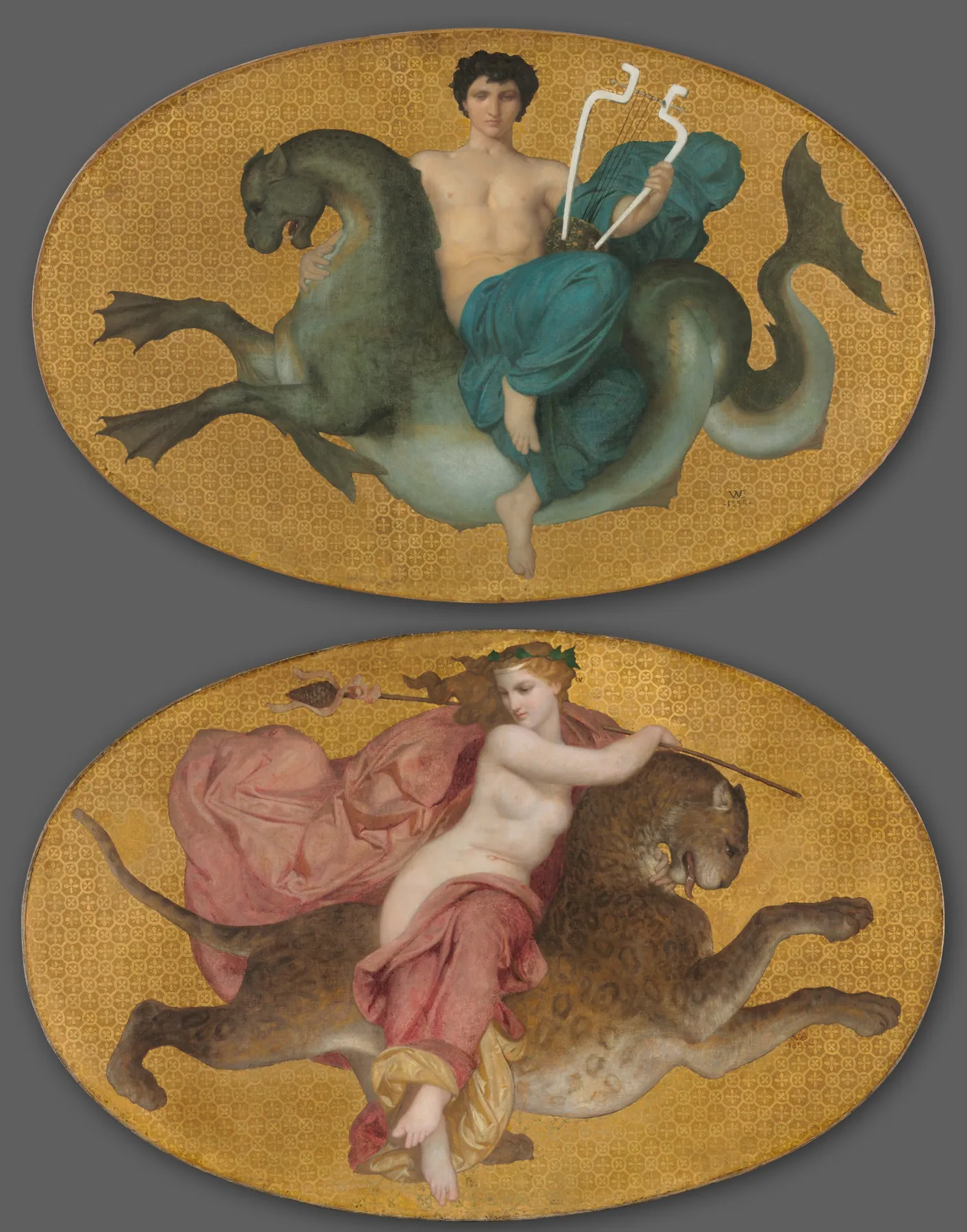Arión sobre un caballito de mar y Bacante sobre una pantera (pareja), de William-Adolphe Bouguereau
