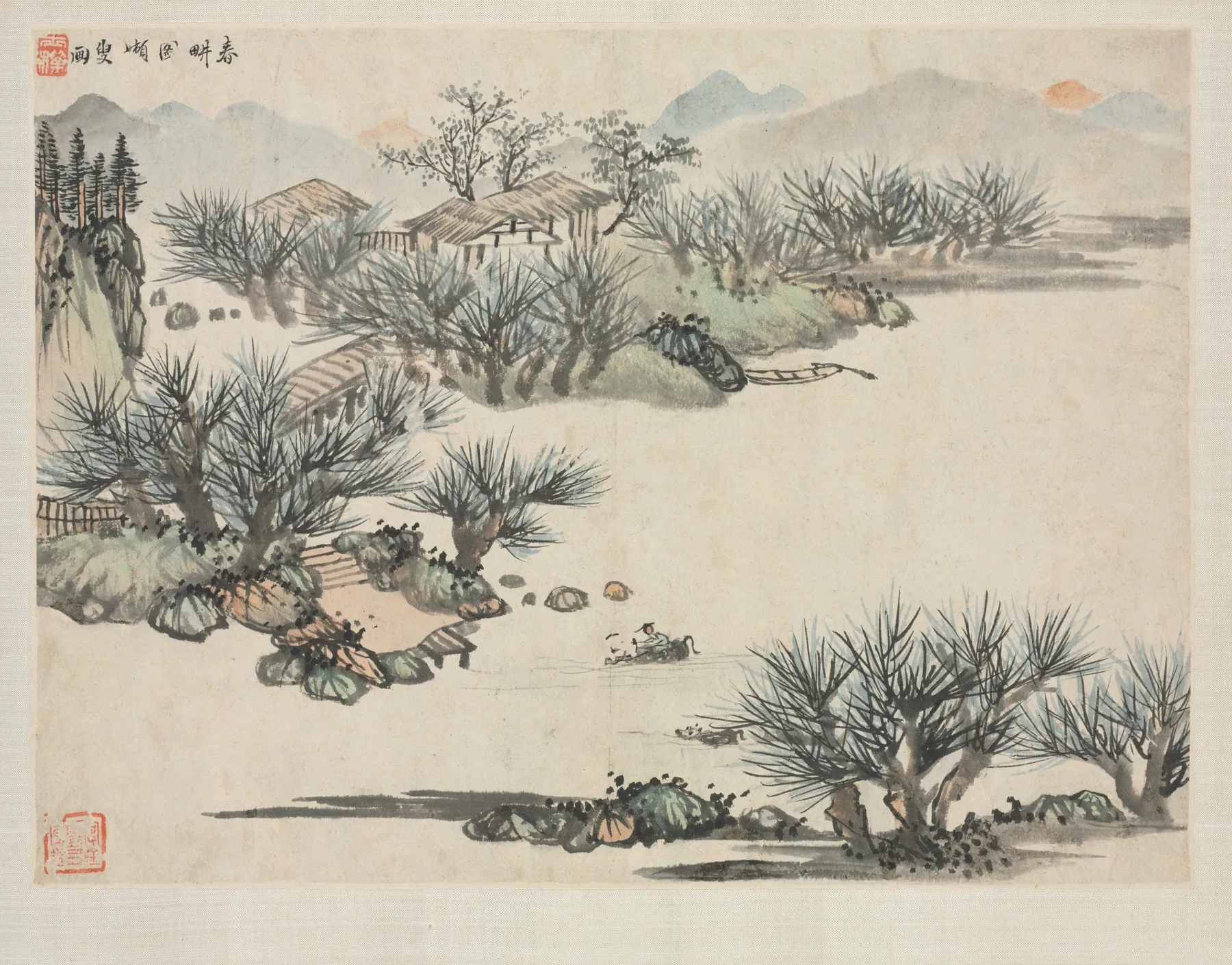 Álbum de paisajes en varios estilos, Arado de primavera, de Zha Shibiao