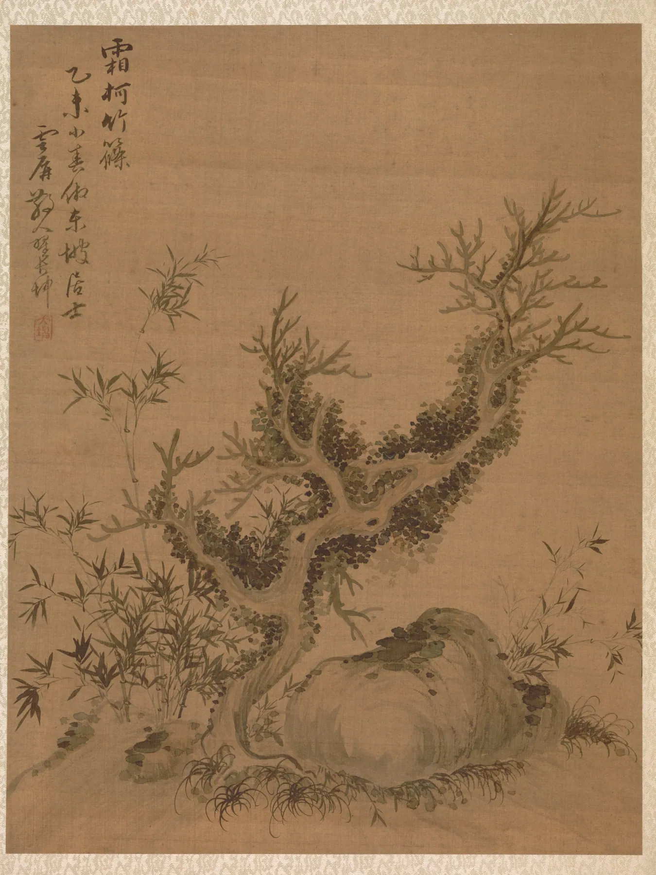 Ramas escarchadas y bambú enano, al estilo de Su Shi, de Zhai Dakun