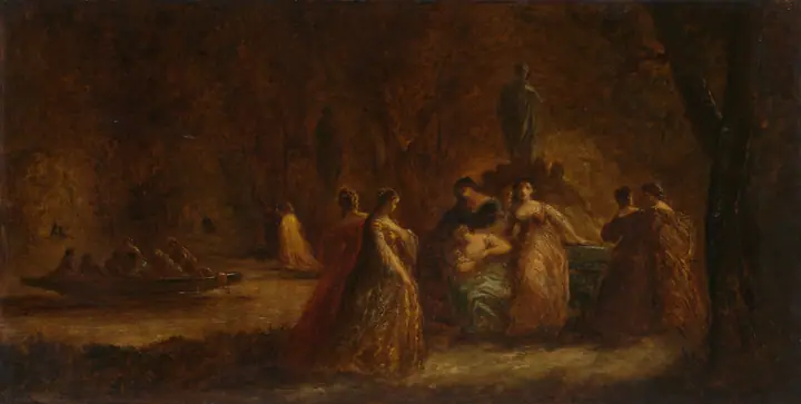 Fiesta campestre en el bosque, Adolphe Monticelli