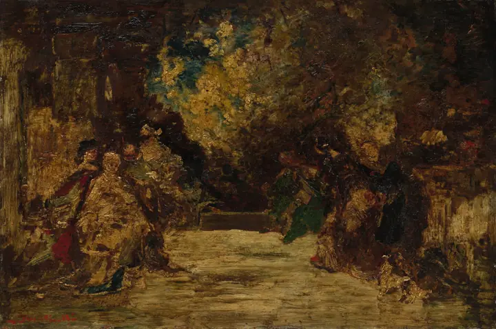 Figuras en una terraza, Adolphe Monticelli