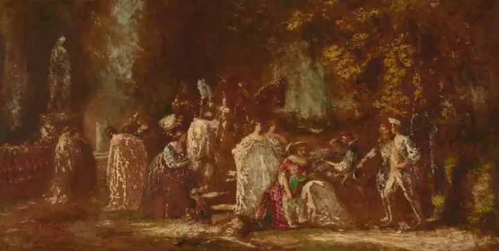 Regreso de la cacería, Adolphe Monticelli