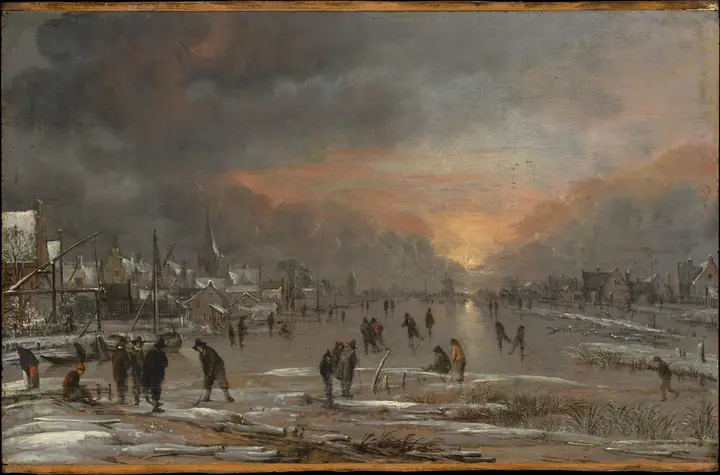 Juegos en un río helado, Aert van der Neer