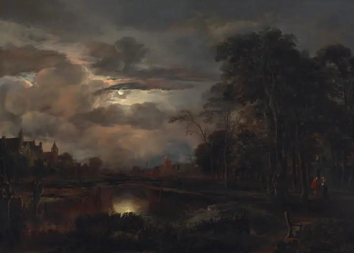 Paisaje con puente a la luz de la luna, Aert van der Neer