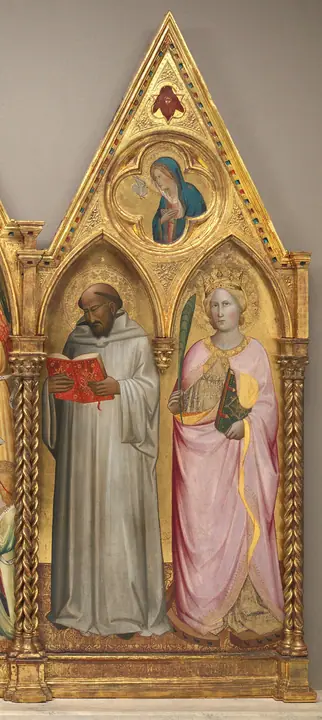 San Bernardo y Santa Catalina de Alejandría con la Virgen de la Anunciación [panel derecho], Agnolo Gaddi