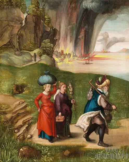 Lot y sus hijas huyendo de Sodoma, Alberto Durero
