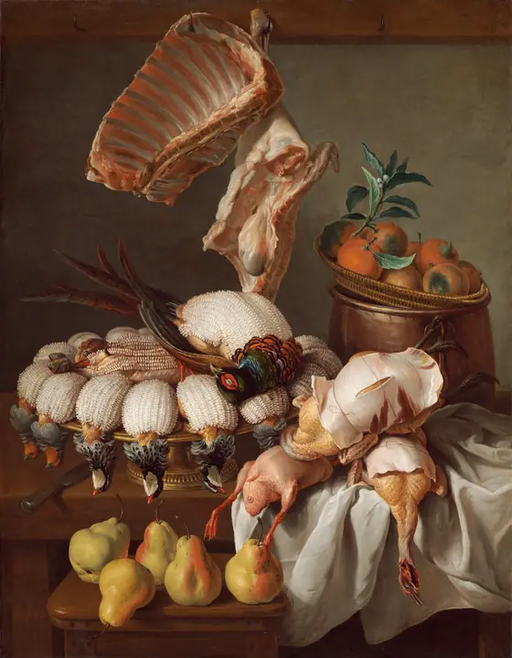 Bodegón con caza, carne y fruta, Alexandre-François Desportes