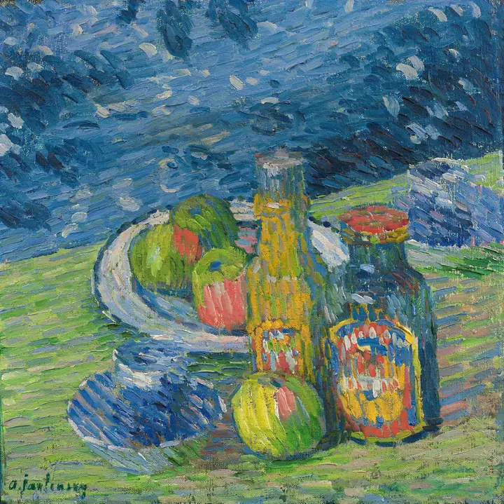 Bodegón con botellas y fruta, Alexej von Jawlensky
