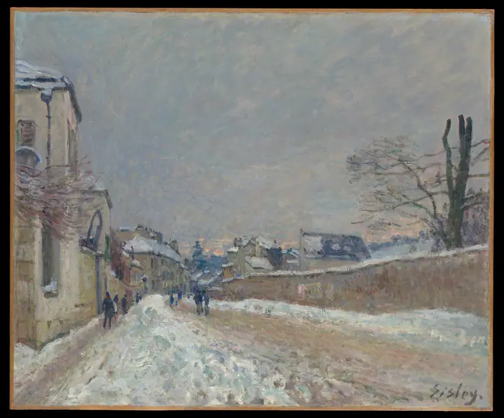 Calle Eugène Moussoir en Moret, invierno, Alfred Sisley