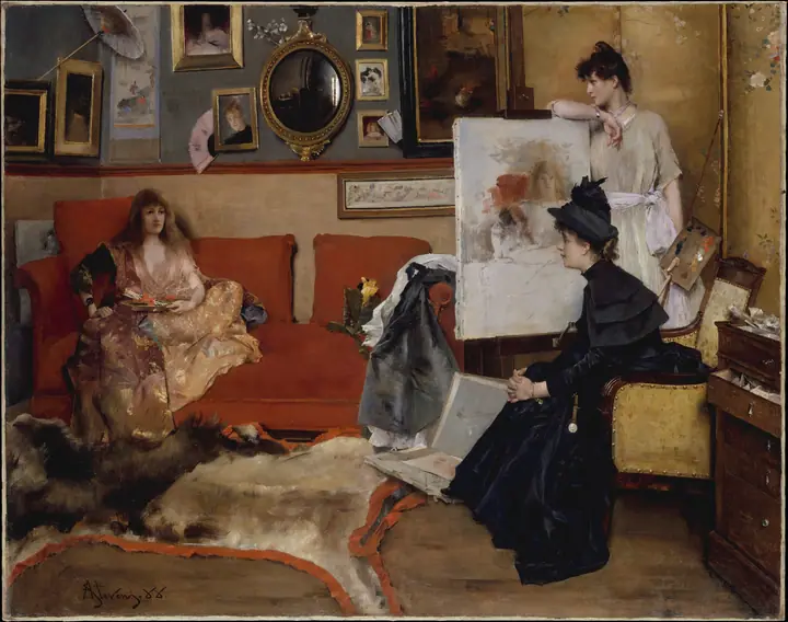 En el estudio, Alfred Stevens