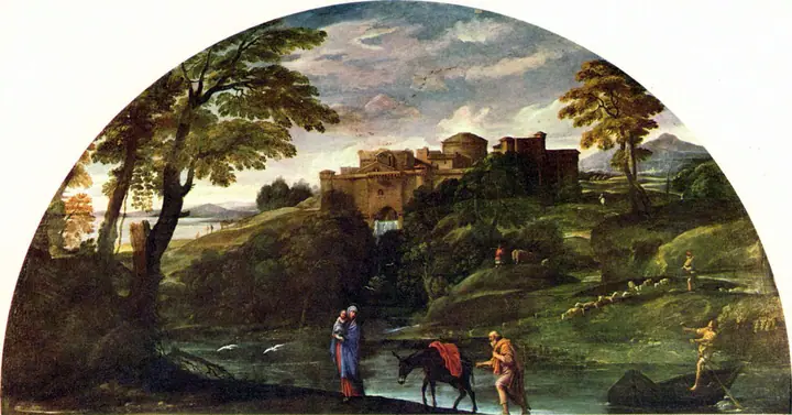 Paisaje con la huida a Egipto, Annibale Carracci