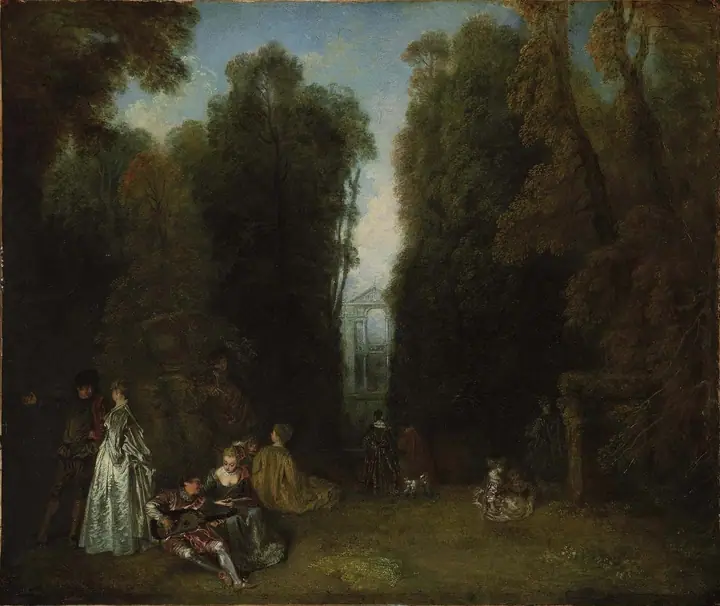 La perspectiva de los árboles o Paisaje, Antoine Watteau