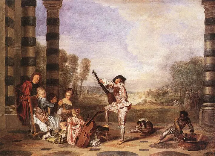 Músicos en un parque, Antoine Watteau