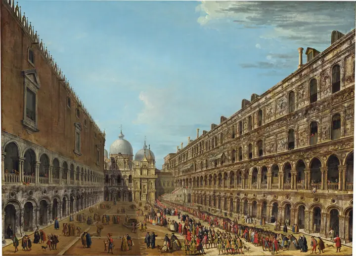 Procesión en el patio del Palacio Ducal, Venecia, Antonio Joli
