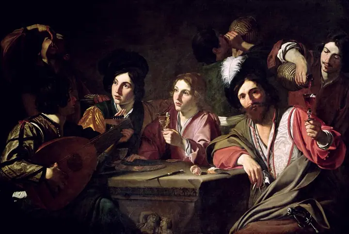 Reunión de bebedores, Bartolomeo Manfredi