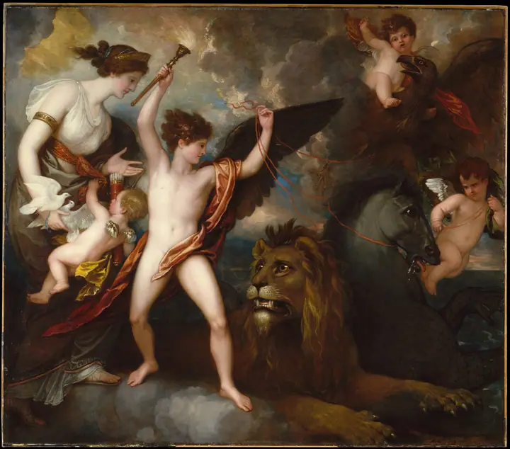 Omnia Vincit Amor, o El poder del amor en los tres elementos, Benjamin West