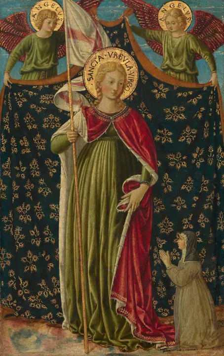 Santa Úrsula con dos ángeles y un donante, Benozzo Gozzoli