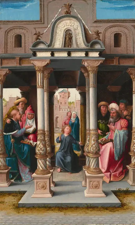 Cristo entre los doctores [anverso], Bernard van Orley