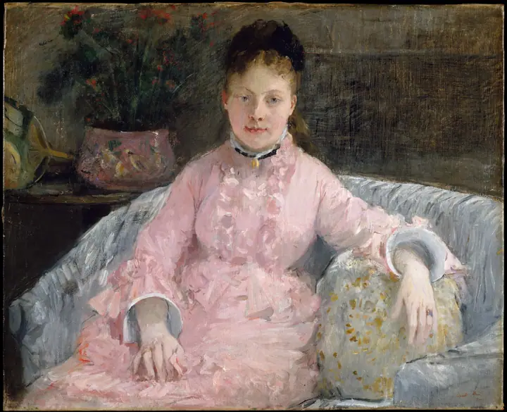 El vestido rosa (Albertie-Marguerite Carré, después señora Ferdinand-Henri Himmes), Berthe Morisot