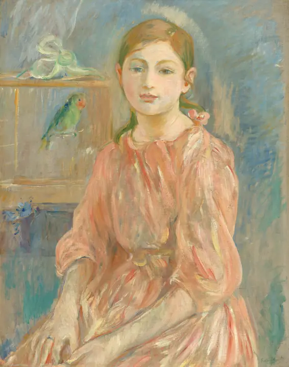 La hija de la artista con un periquito, Berthe Morisot