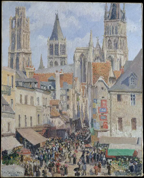 Calle de la Epicerie, Ruán (Efecto de luz solar), Camille Pissarro