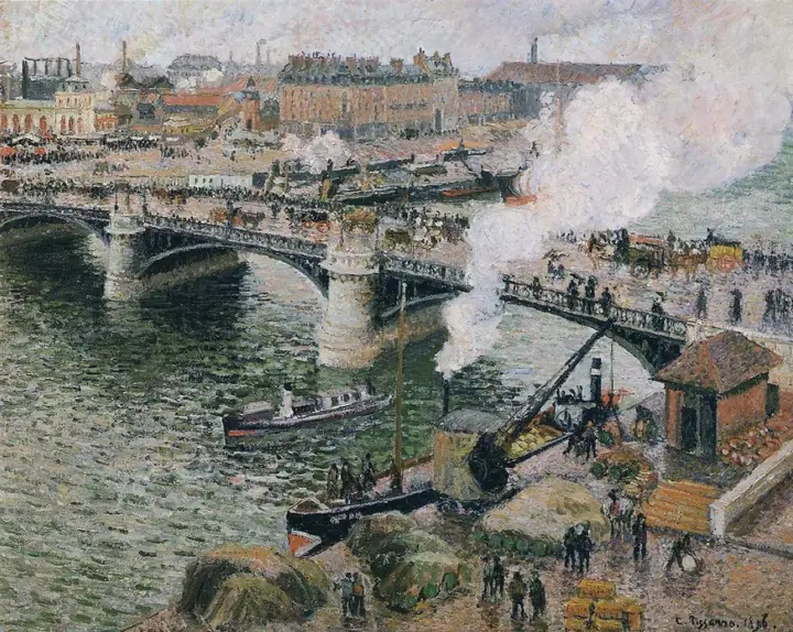 El puente de Boieldieu en Ruan, Camille Pissarro