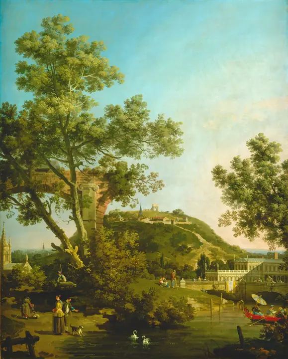 Capricho de paisaje inglés con un palacio, Canaletto