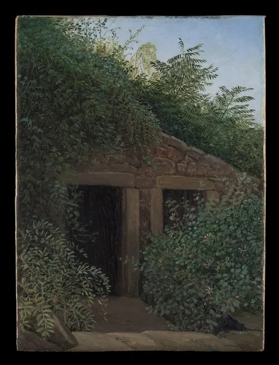 Un pozo de mina cubierto de vegetación, Carl Gustav Carus