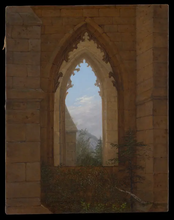 Ventanas góticas en las ruinas del monasterio de Oybin, Carl Gustav Carus