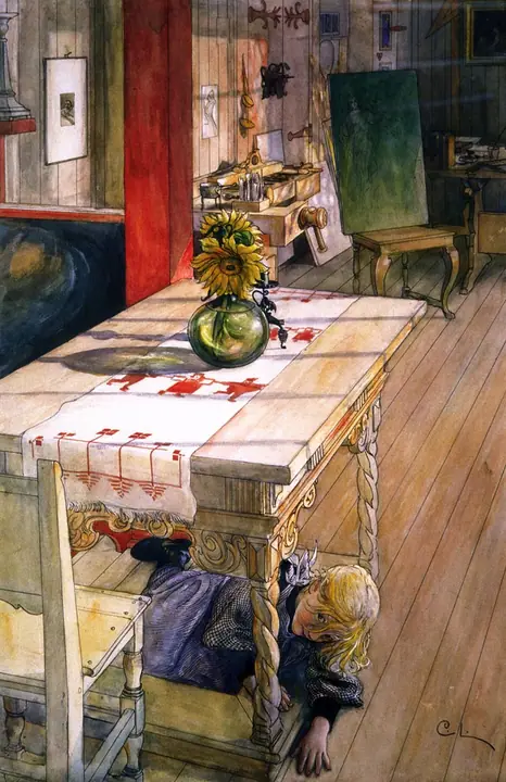 Jugando al escondite, Carl Larsson