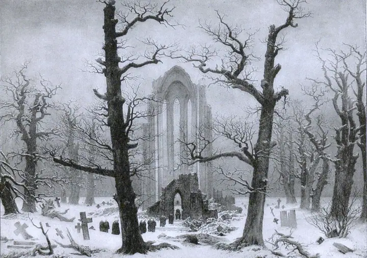 Cementerio del monasterio bajo la nieve, Caspar David Friedrich
