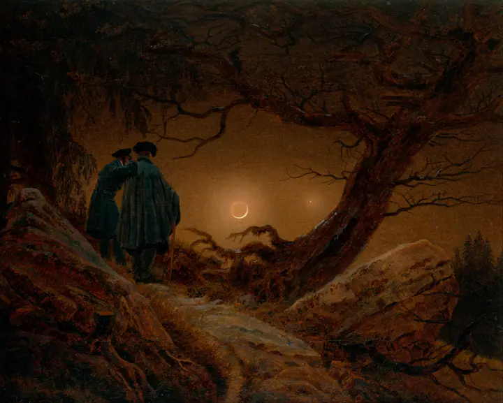 Dos hombres contemplando la luna, Caspar David Friedrich