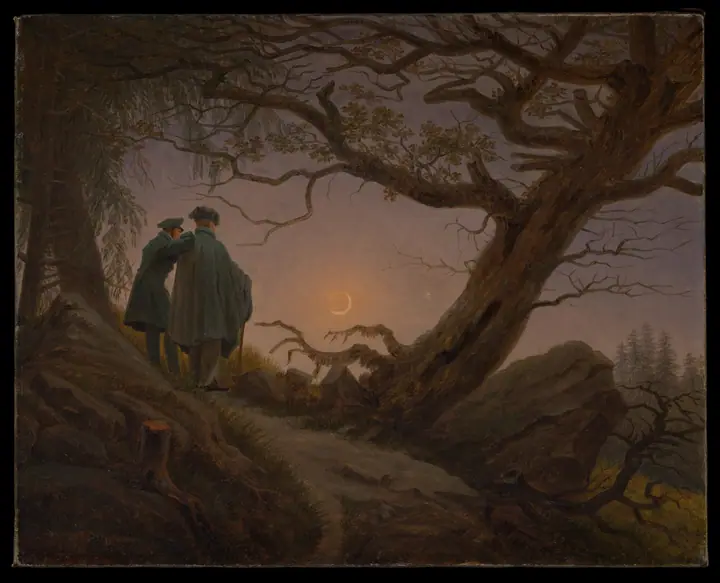 Dos hombres contemplando la luna, Caspar David Friedrich