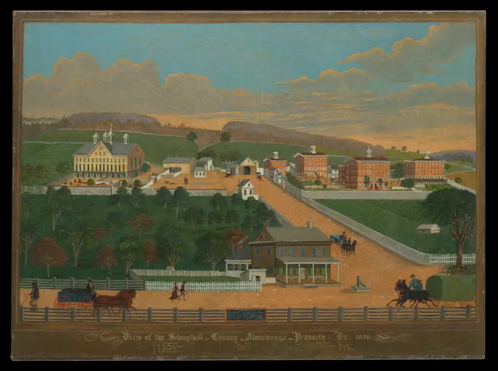 Vista de la propiedad del asilo del condado de Schuylkill, Charles C. Hofmann
