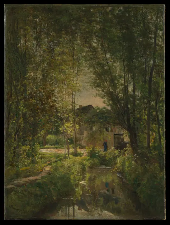 Paisaje con arroyo iluminado por el sol, Charles-François Daubigny