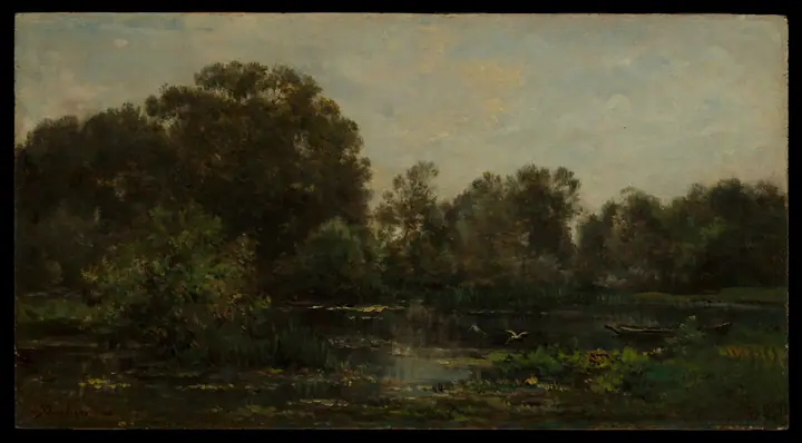 Paisaje fluvial con cigüeñas, Charles-François Daubigny