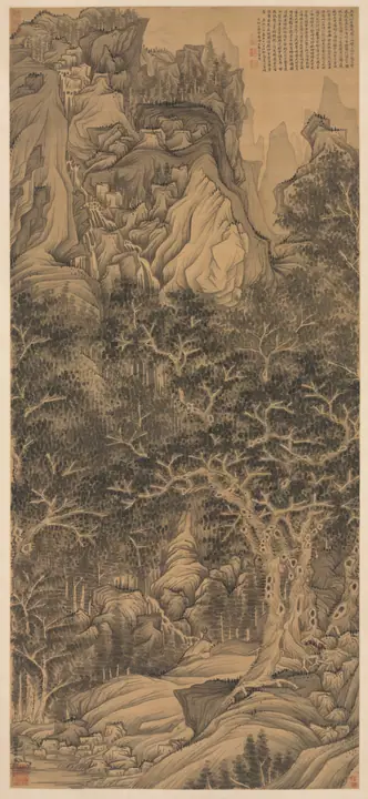 La montaña de las Cinco Cataratas, Chen Hongshou