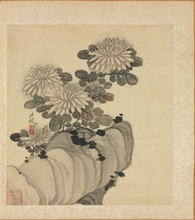 Pinturas al estilo de los antiguos maestros, Crisantemo y roca, Chen Hongshou